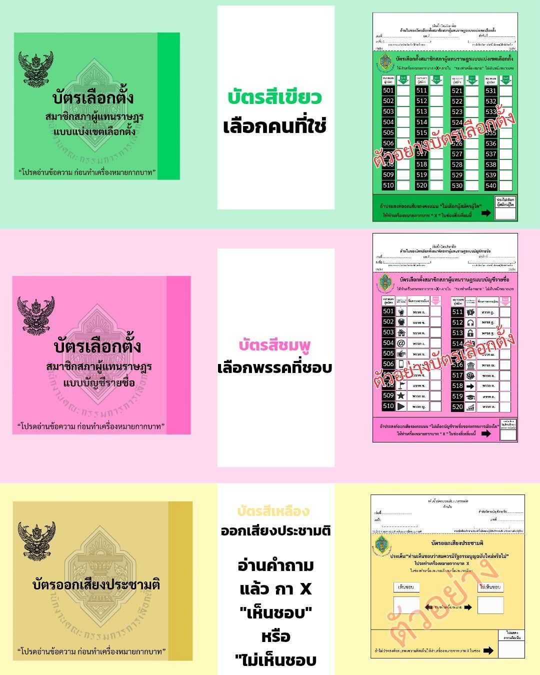 เปิดตัวอย่าง #บัตรเลือกตั้ง2569 ครบทุกใบ ทั้ง สส. เขต – บัญชีรายชื่อ – ประชามติ